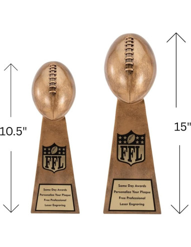 Trofeo de Campeón Fantasy Football Lil Vince Dorado Personalizado