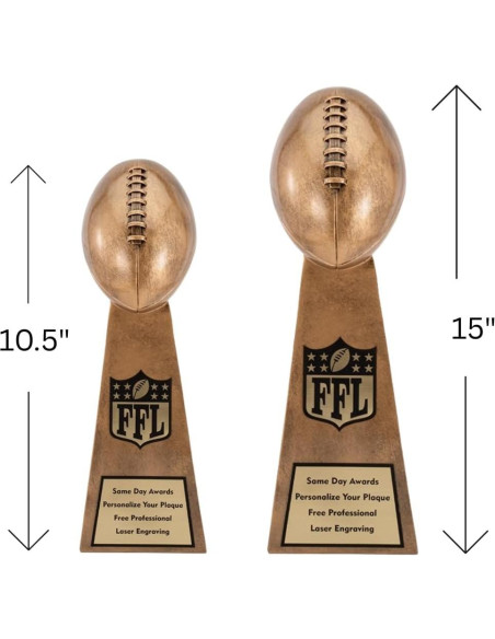 Trofeo de Campeón Fantasy Football Lil Vince Dorado Personalizado