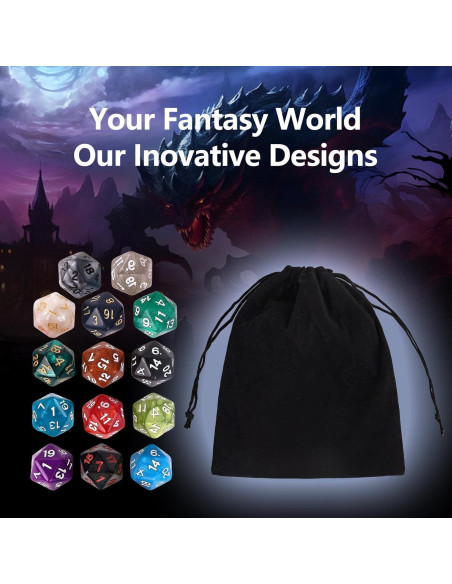 Juego de Dados Poliedricos 150 Piezas BUWUSMU Multicolor