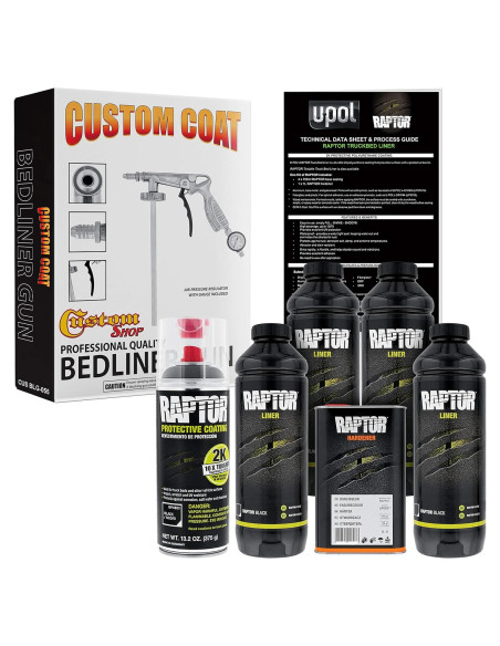 Kit U-Pol Raptor 4 Cuartos - Recubrimiento Uretano Negro 1000ml