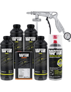 Kit U-Pol Raptor 4 Cuartos - Recubrimiento Uretano Negro 1000ml 2