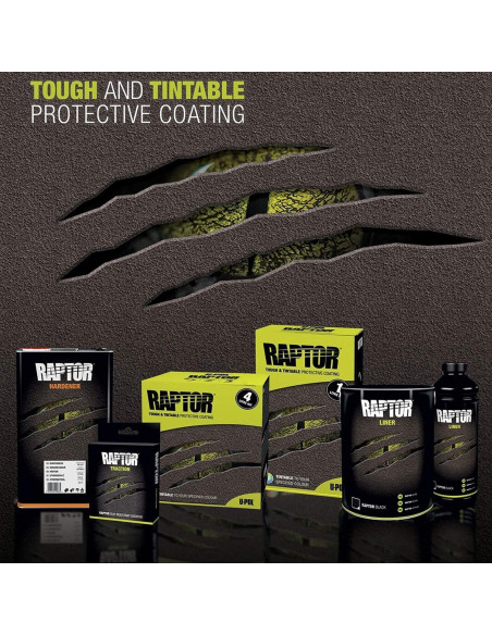 Kit U-Pol Raptor 4 Cuartos - Recubrimiento Uretano Negro 1000ml