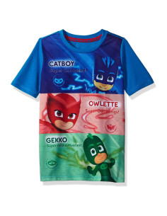 Camiseta de Manga Corta Niños PJ Masks Catboy Owlette Gekko