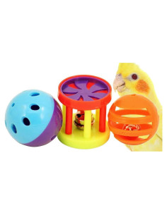 Juguetes para Aves Bonka 1195 - 3 Pelotas Sonajero para Mascotas