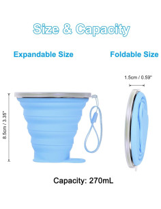 Taza Plegable de Viaje PATIKIL 270mL Azul - 2 Paquetes 2