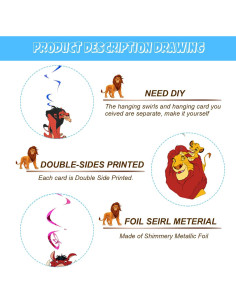 Suministros de Fiesta Rey León 12 Piezas Decoración Cumpleaños 2