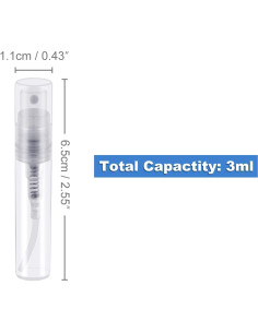 50 Mini Atomizadores de Perfume Thyores 3ml Plástico Transparente 2