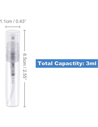 50 Mini Atomizadores de Perfume Thyores 3ml Plástico Transparente