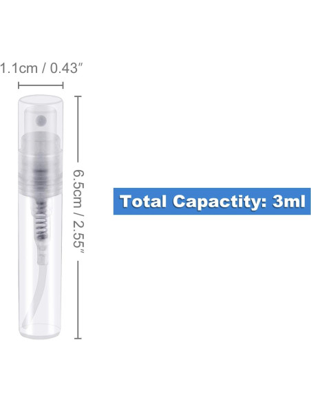 50 Mini Atomizadores de Perfume Thyores 3ml Plástico Transparente