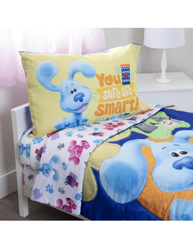Juego de Ropa de Cama 4 Piezas Blues Clues Azul Reversible