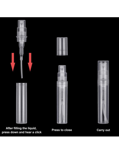 50 Mini Atomizadores de Perfume Thyores 3ml Plástico Transparente