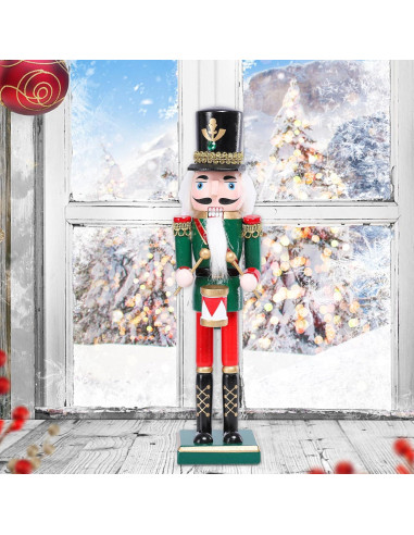 Cascanueces de Madera Ovewios 30 cm Verde Decoración Navideña