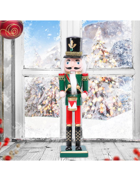 Cascanueces de Madera Ovewios 30 cm Verde Decoración Navideña