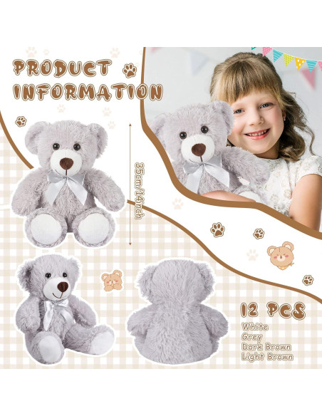 Pack 12 Osos de Peluche Zhanmai 35 cm Suaves y Abrazables