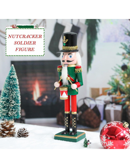 Cascanueces de Madera Ovewios 30 cm Verde Decoración Navideña