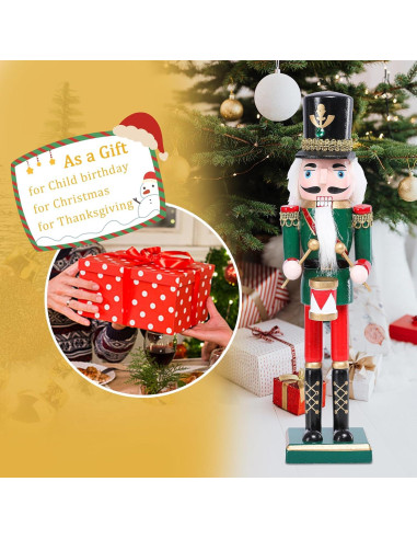 Cascanueces de Madera Ovewios 30 cm Verde Decoración Navideña