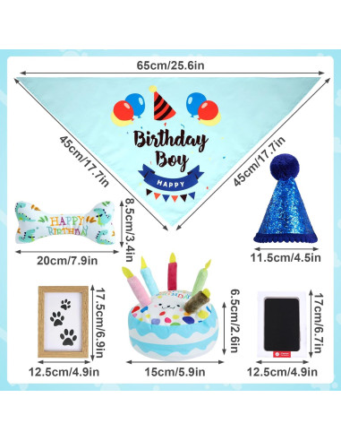 Juego de Juguetes de Cumpleaños para Perros PATTEPOINT - Azul