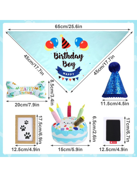 Juego de Juguetes de Cumpleaños para Perros PATTEPOINT - Azul