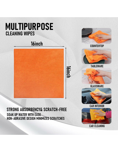 Paquete de 12 Paños de Microfibra Tricol Clean 40x40 cm