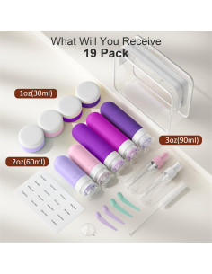 Quatish 19 Pack Botellas de Viaje Silicona A Prueba de Fugas 2