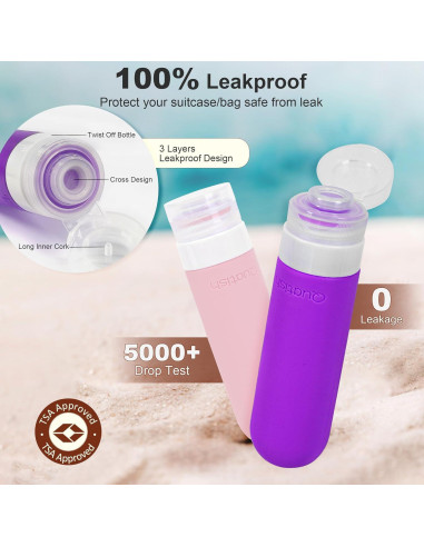 Quatish 19 Pack Botellas de Viaje Silicona A Prueba de Fugas