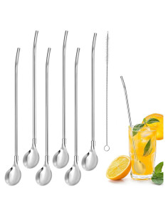 Juego de 6 Cucharas Pajitas de Acero Inoxidable BOHUIZ
