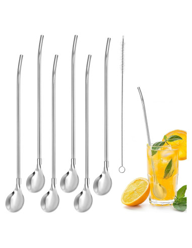 Juego de 6 Cucharas Pajitas de Acero Inoxidable BOHUIZ