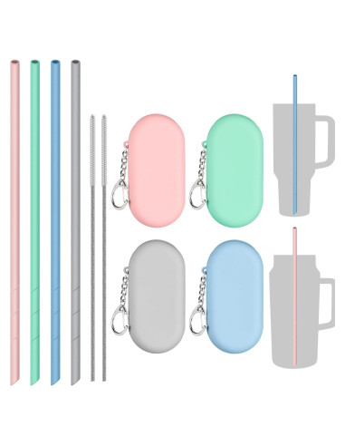 Pajitas de Silicona Reutilizables NiHome 35.56cm 4 Unidades