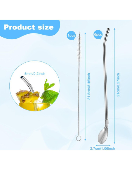 Juego de 6 Cucharas Pajitas de Acero Inoxidable BOHUIZ