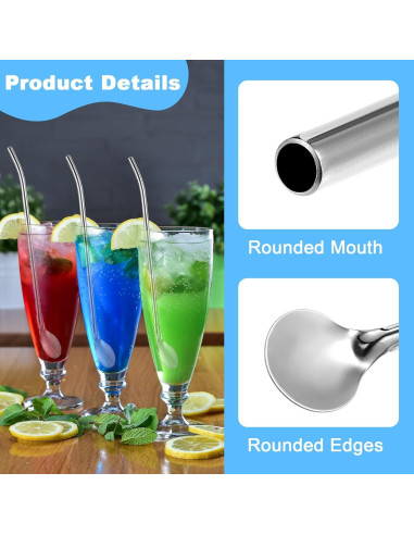 Juego de 6 Cucharas Pajitas de Acero Inoxidable BOHUIZ