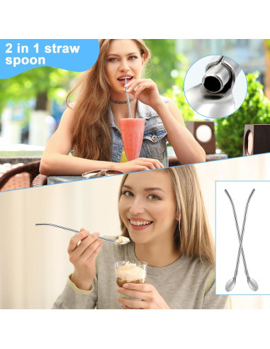 Juego de 6 Cucharas Pajitas de Acero Inoxidable BOHUIZ