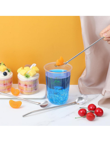 Juego de 6 Cucharas Pajitas de Acero Inoxidable BOHUIZ