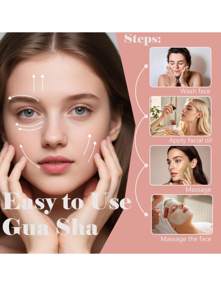 Juego de Masaje Facial Gua Sha Werncy - Rodillo y Piedra de Madera