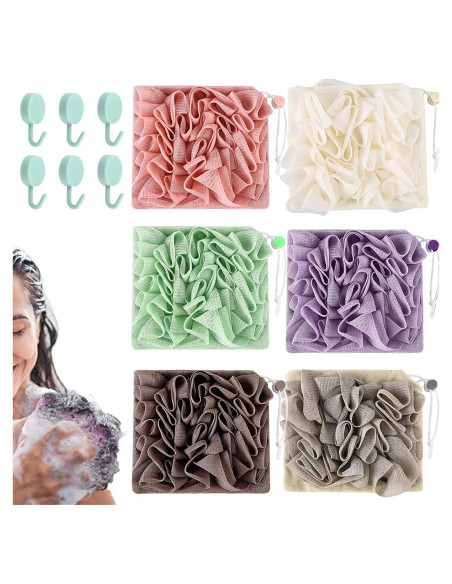 Combo 6 Esponjas Loofah 2 en 1 LZDGCC para Ducha