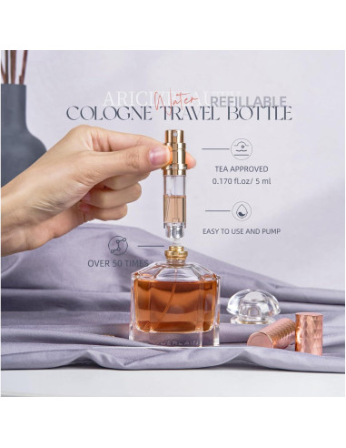 Atomizador de Perfume Recargable AricizBeauty 5ml Dorado Rosado