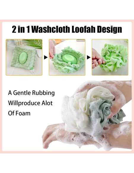 Combo 6 Esponjas Loofah 2 en 1 LZDGCC para Ducha