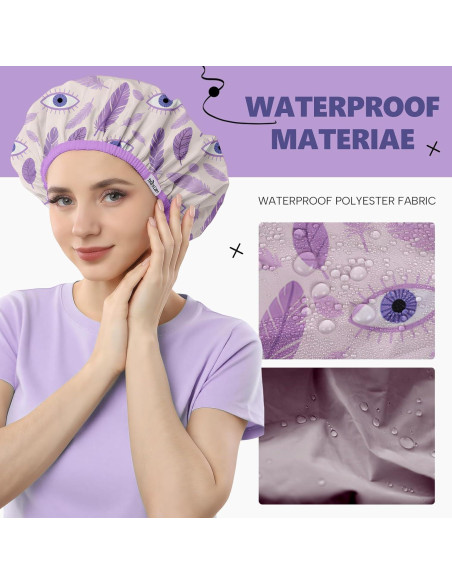 Gorra de Ducha Impermeable Años Calm Púrpura Doble Capa 33cm
