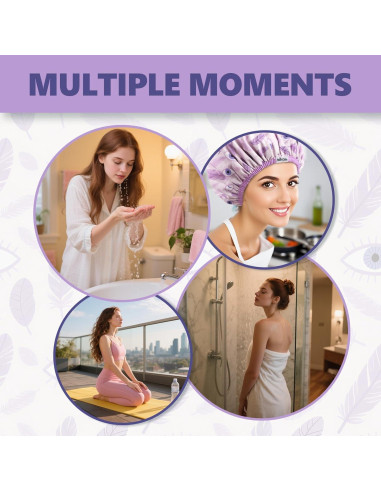 Gorra de Ducha Impermeable Años Calm Púrpura Doble Capa 33cm