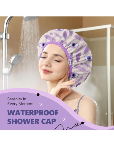 Gorra de Ducha Impermeable Años Calm Púrpura Doble Capa 33cm
