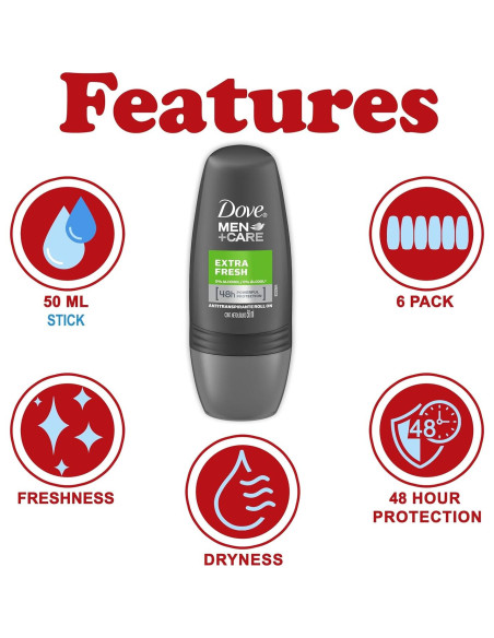 Desodorante Roll-On Dove Men+Care Extra Fresh 6x50ml