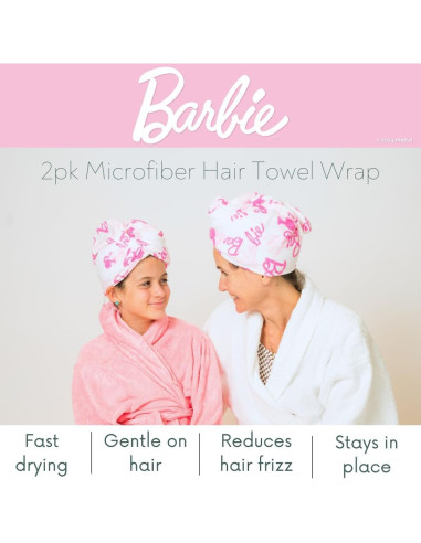 Set de 2 Toallas de Microfibra para el Cabello Barbie