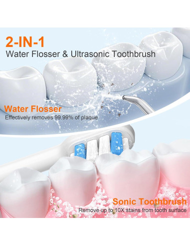 H2ofloss Combo Cepillo Eléctrico Sónico e Irrigador Oral 2 en 1