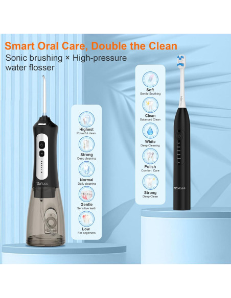 H2ofloss Combo Cepillo Eléctrico Sónico e Irrigador Oral 2 en 1
