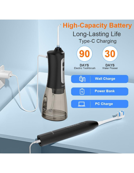 H2ofloss Combo Cepillo Eléctrico Sónico e Irrigador Oral 2 en 1