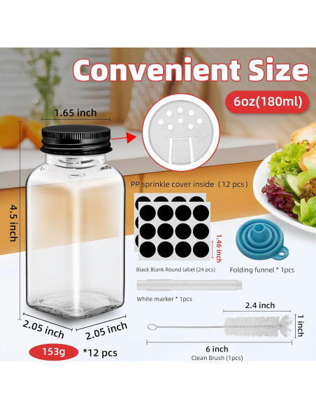 Set de 6 Tarros de Especias de Vidrio eispap 170g con Tapas