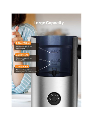 Espumador de Leche Eléctrico Keenstar MK701A 240ml Acero Inoxidable