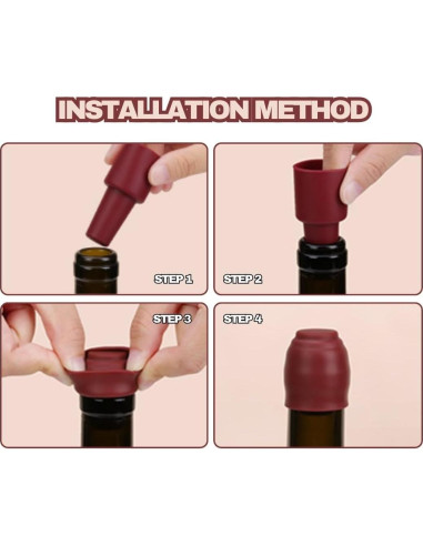Paquete de 4 Tapones de Silicona Reutilizables para Vino