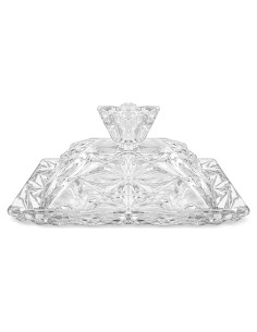 Plato de Mantequilla de Vidrio YOLCAR con Tapa 16.2x12.3cm