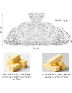 Plato de Mantequilla de Vidrio YOLCAR con Tapa 16.2x12.3cm 2