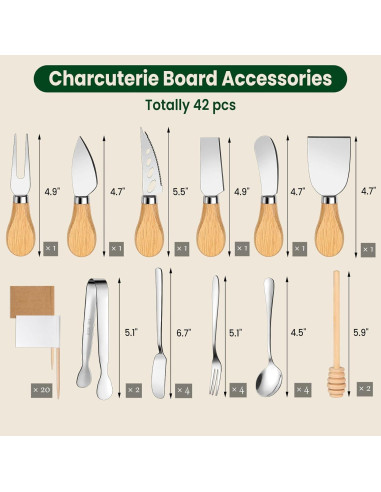 Juego de Accesorios para Charcutería Jutieuo 42 Piezas con Cuchillos